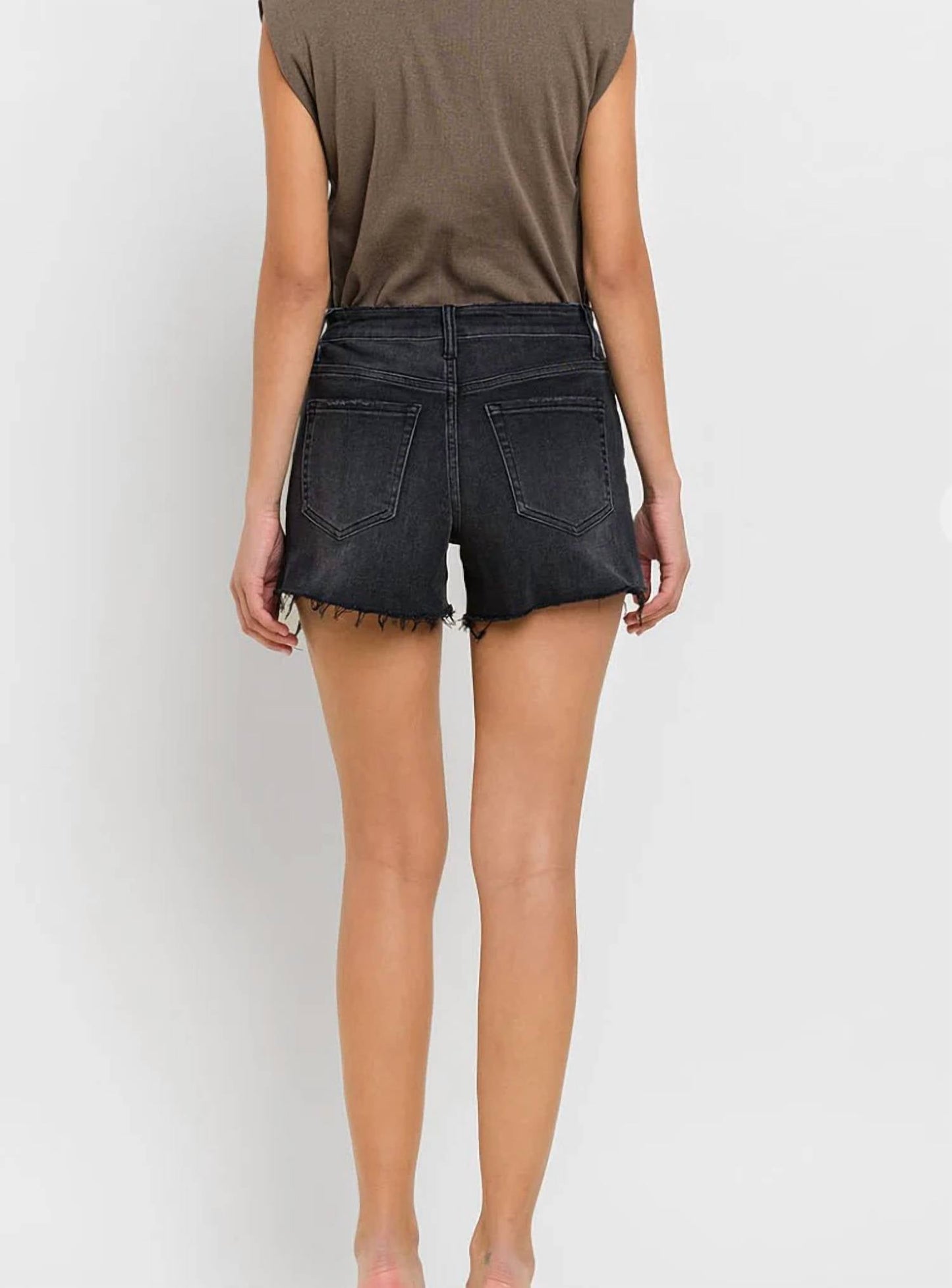 Vervet By Flying Monkey - High Rise Side Slit Raw Hem Denim Shorts