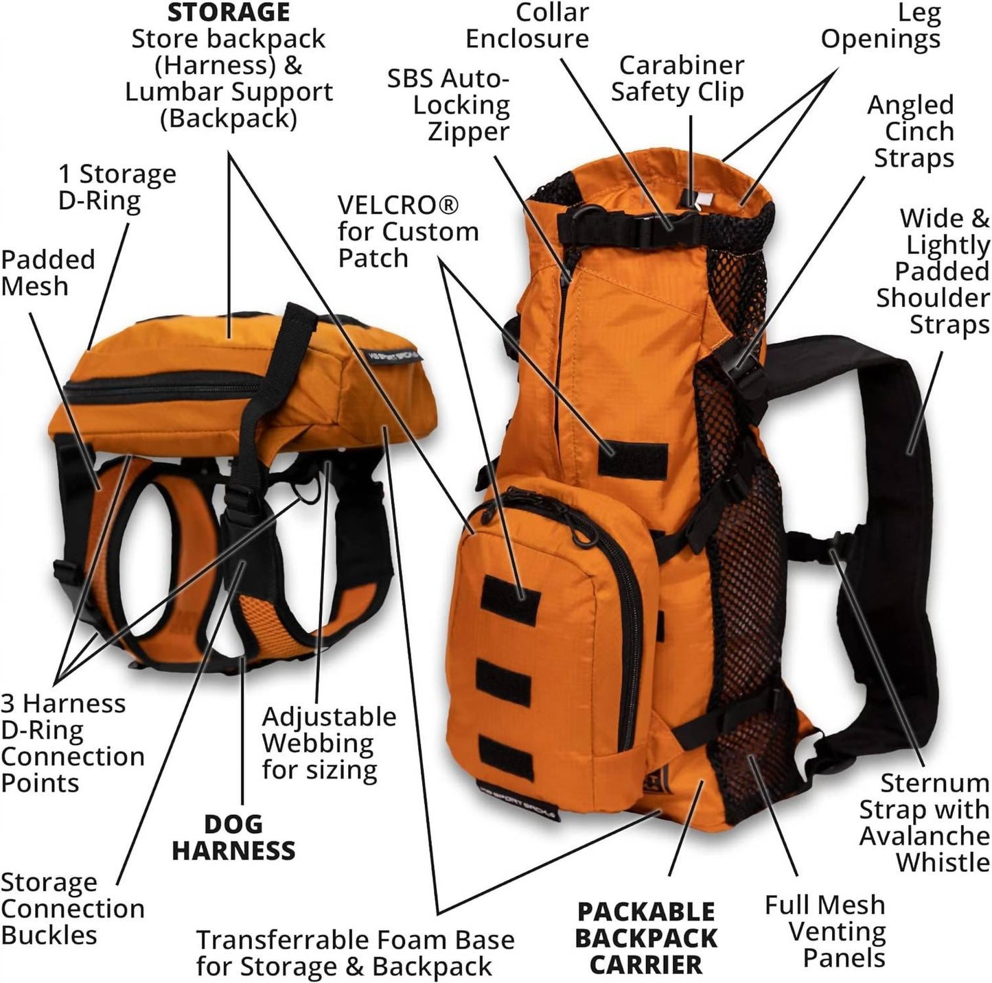 K9 Sport Sack - Walk-on | Lightweight & Packable Dog Carrier With Harness & Storage