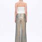 Bayeas - Metallic High Rise Wide Leg Jeans