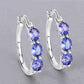 1.99 Carat Genuine Tanzanite and White Diamond .925 Sterling Silver Earrings