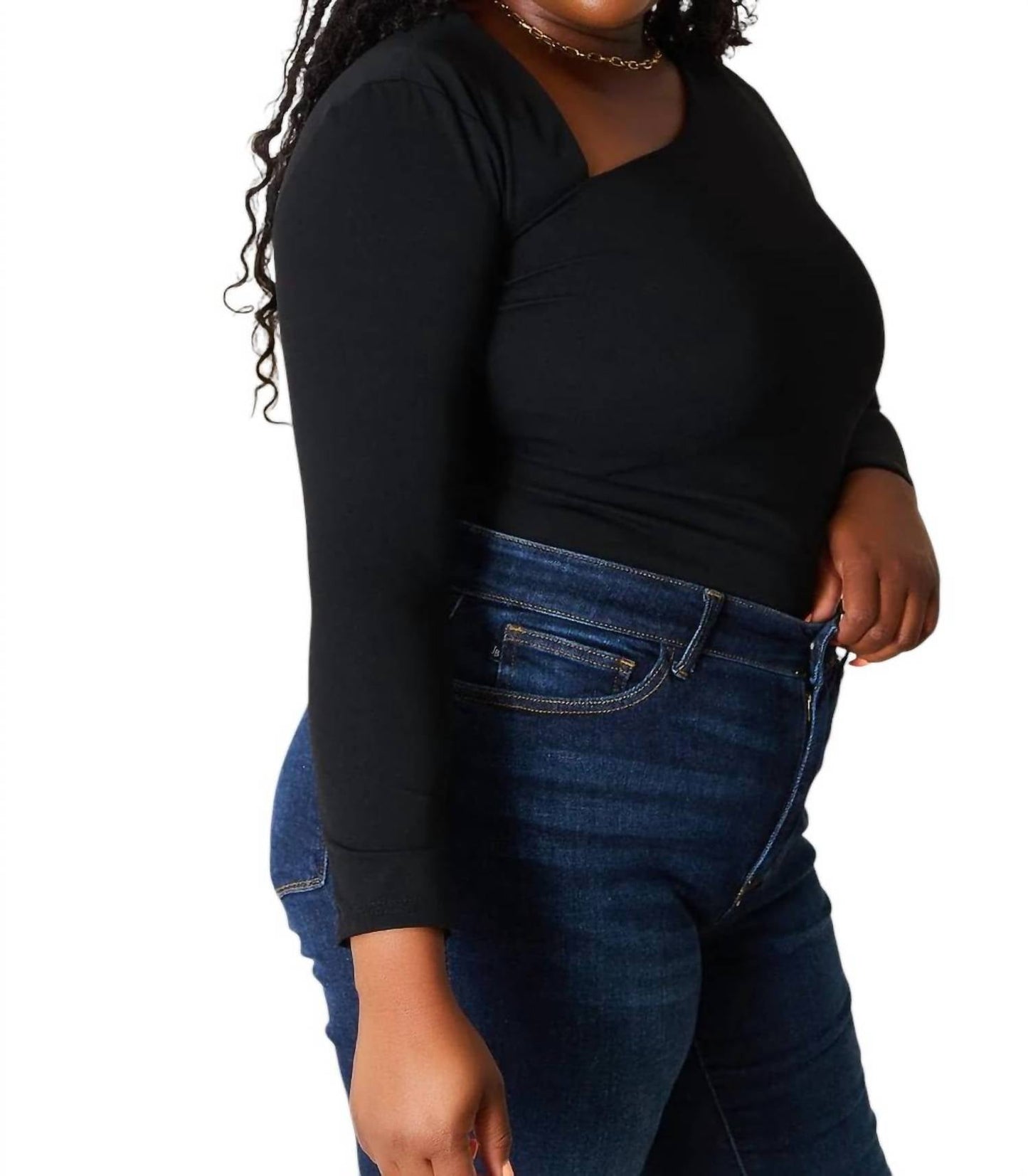 Basic Bae - Asymmetrical Neck Long Sleeve Top