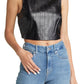 Good American Faux Leather Crop Top in Blackeel001, Size 2