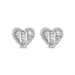 14K Yellow Gold Plated .925 Sterling Silver 1/2 Cttw Round and Baguette Diamond Composite Heart Shaped Stud Earring (I-J Color, SI2-I1 Clarity)