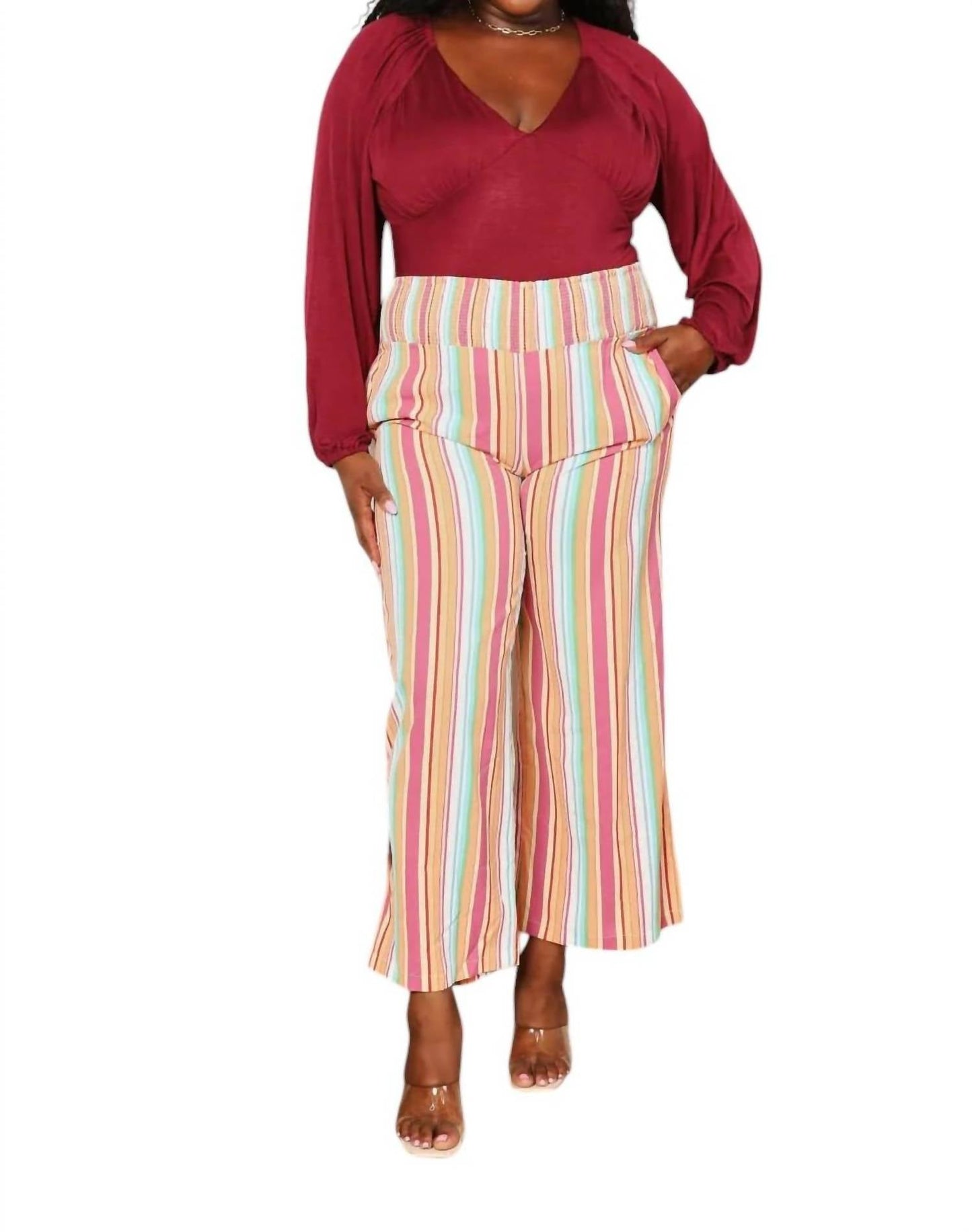 Double Take - Chic Striped Pants With Pockets