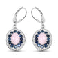 4.00 Carat Genuine Opal Pink, Blue Sapphire and White Topaz .925 Sterling Silver Earrings