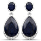 7.90 Carat Dyed Sapphire and White Diamond .925 Sterling Silver Earrings