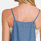 Zenana - Adjustable Strap Denim Looking Jumpsuit