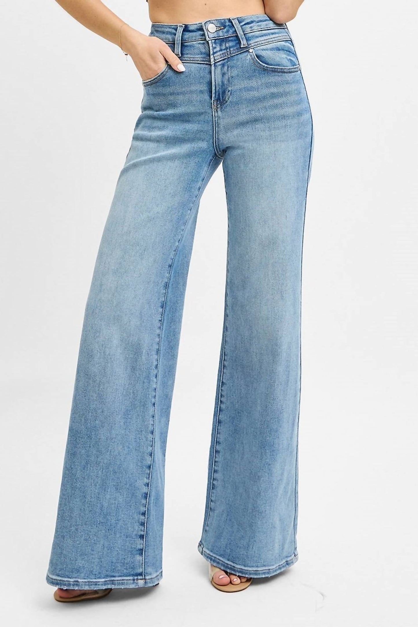 Risen - High Waist Wide Front Yoke Detailed Jeans