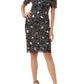 Adrianna Papell - Short Sleeves Back Zipper Short Beaded Dress