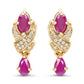 1.12 Carat Genuine Ruby and White Diamond 14K Yellow Gold Earrings