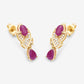 1.12 Carat Genuine Ruby and White Diamond 14K Yellow Gold Earrings