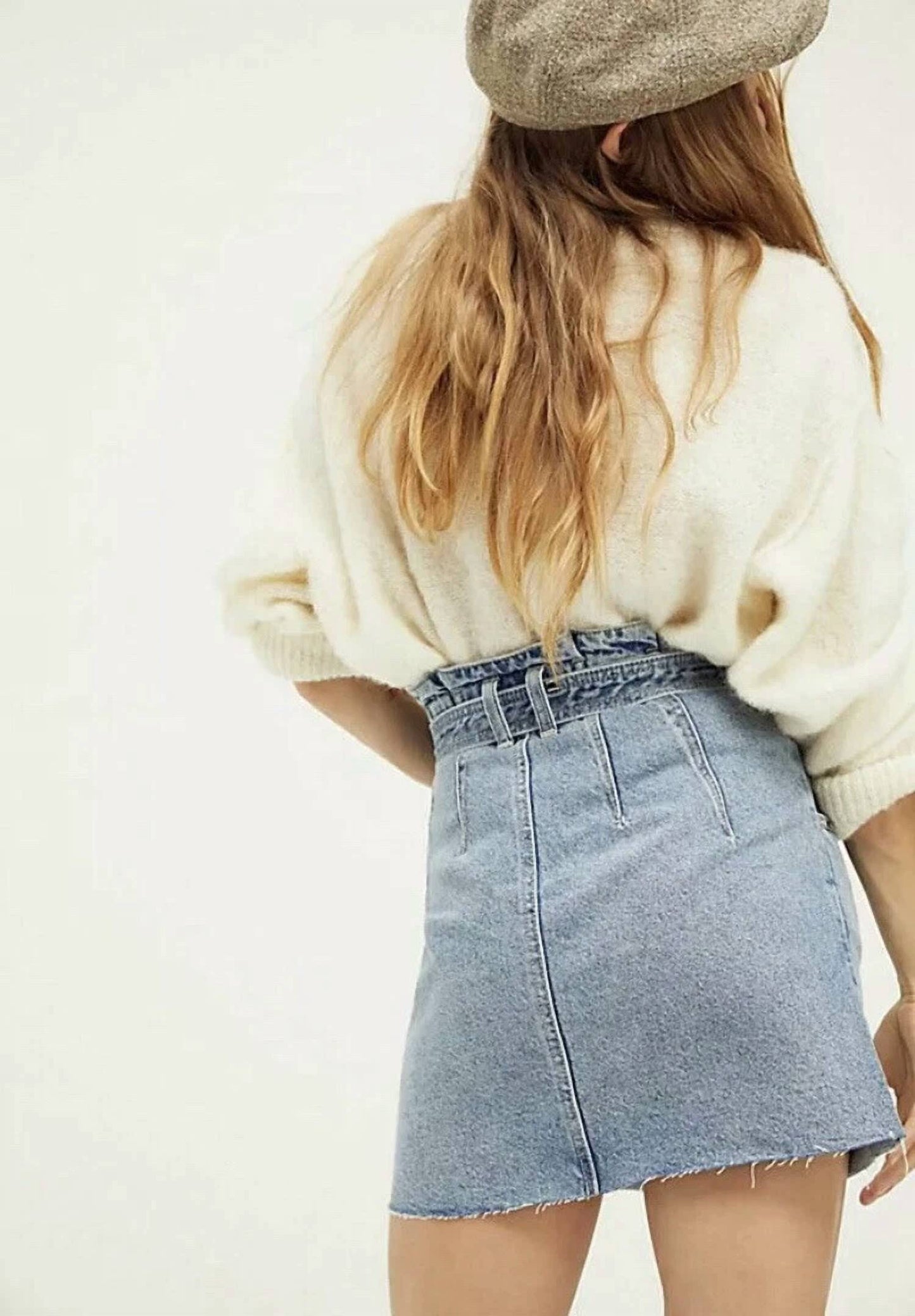 Free People - Tie Waist Jean Skirt