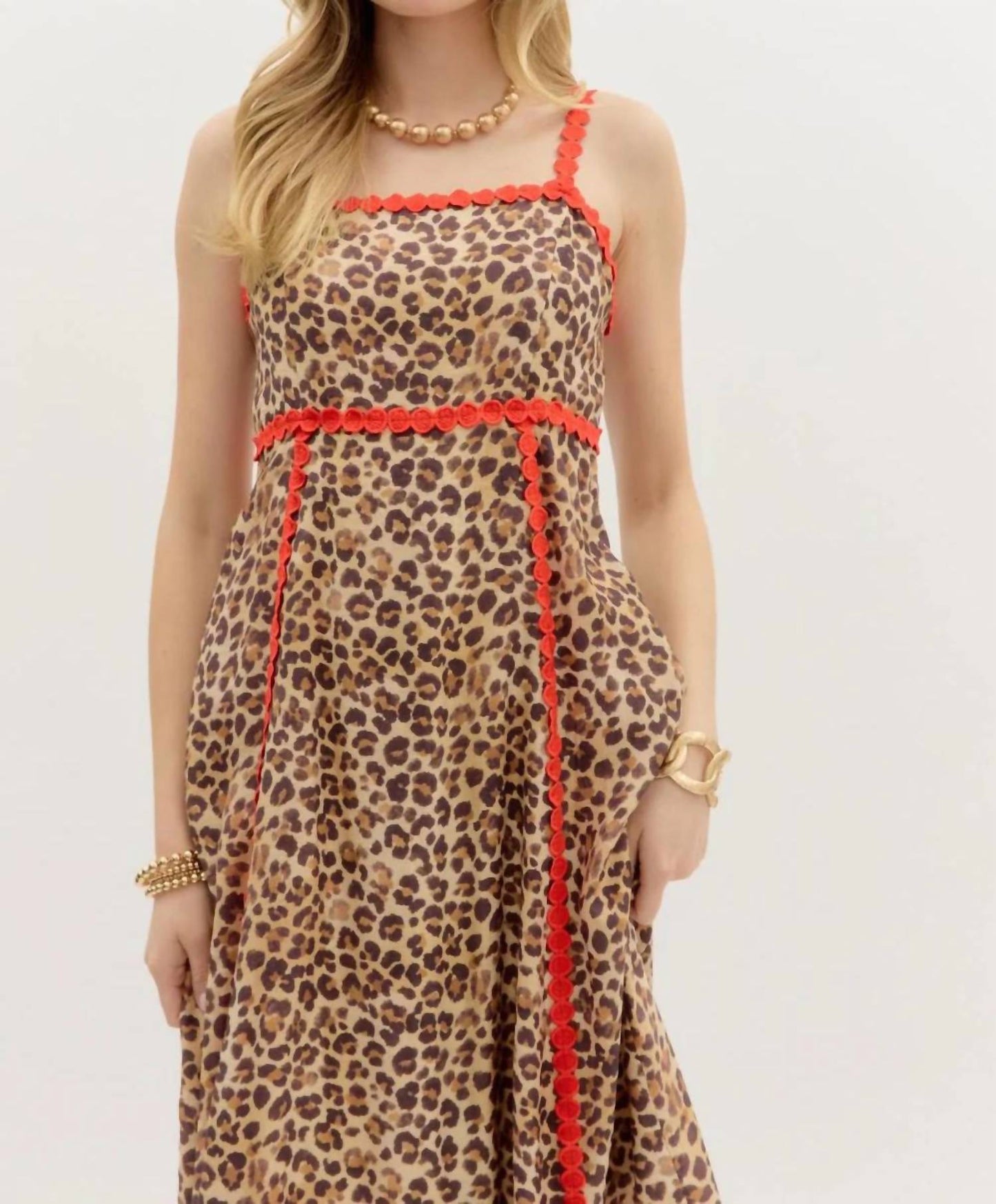 Entro - Leopard Sundress with Ric Rac Trim