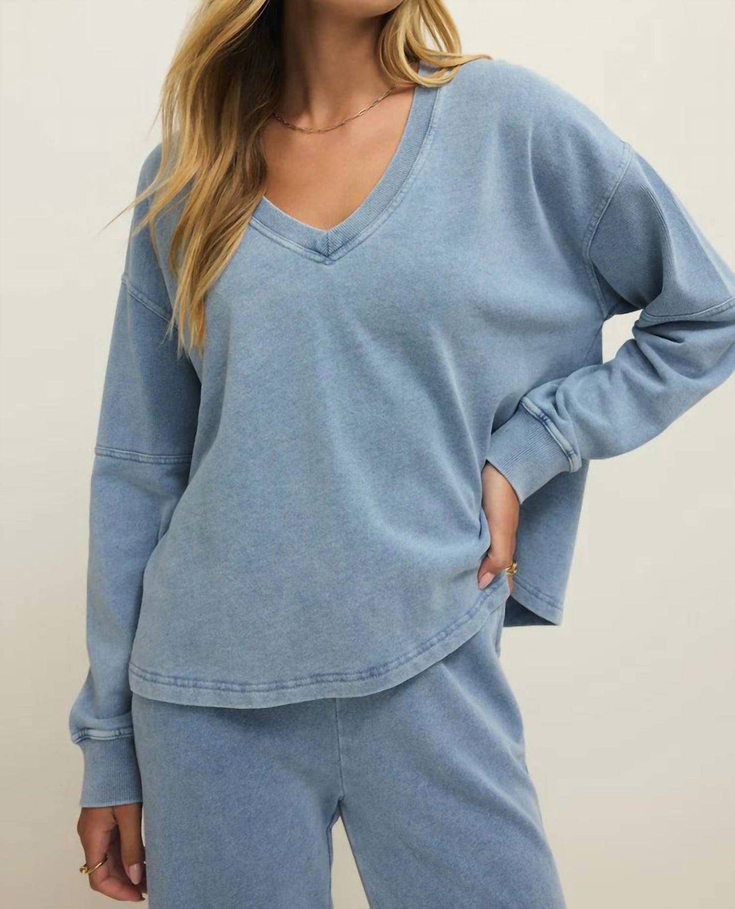 Z Supply - Delphine Knit Denim Sweatshirt