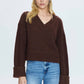 Pistola - Joy Cropped Boxy V Neck Sweater Top