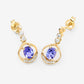 0.76 Carat Genuine Tanzanite and White Diamond 14K Yellow Gold Earrings