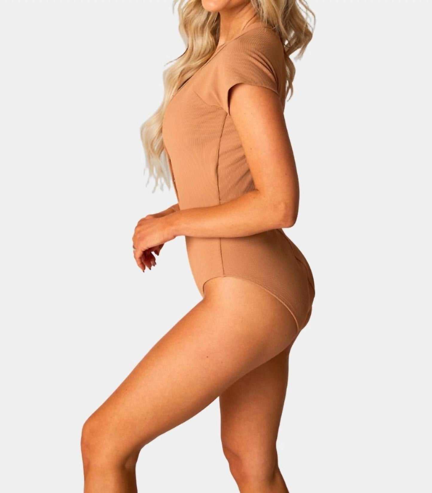 Buddylove - Mona Button Detail Short Sleeve One Piece Swimsuit