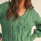 &Merci - CABLE KNIT PUFF SLEEVE SWEATER CARDIGAN