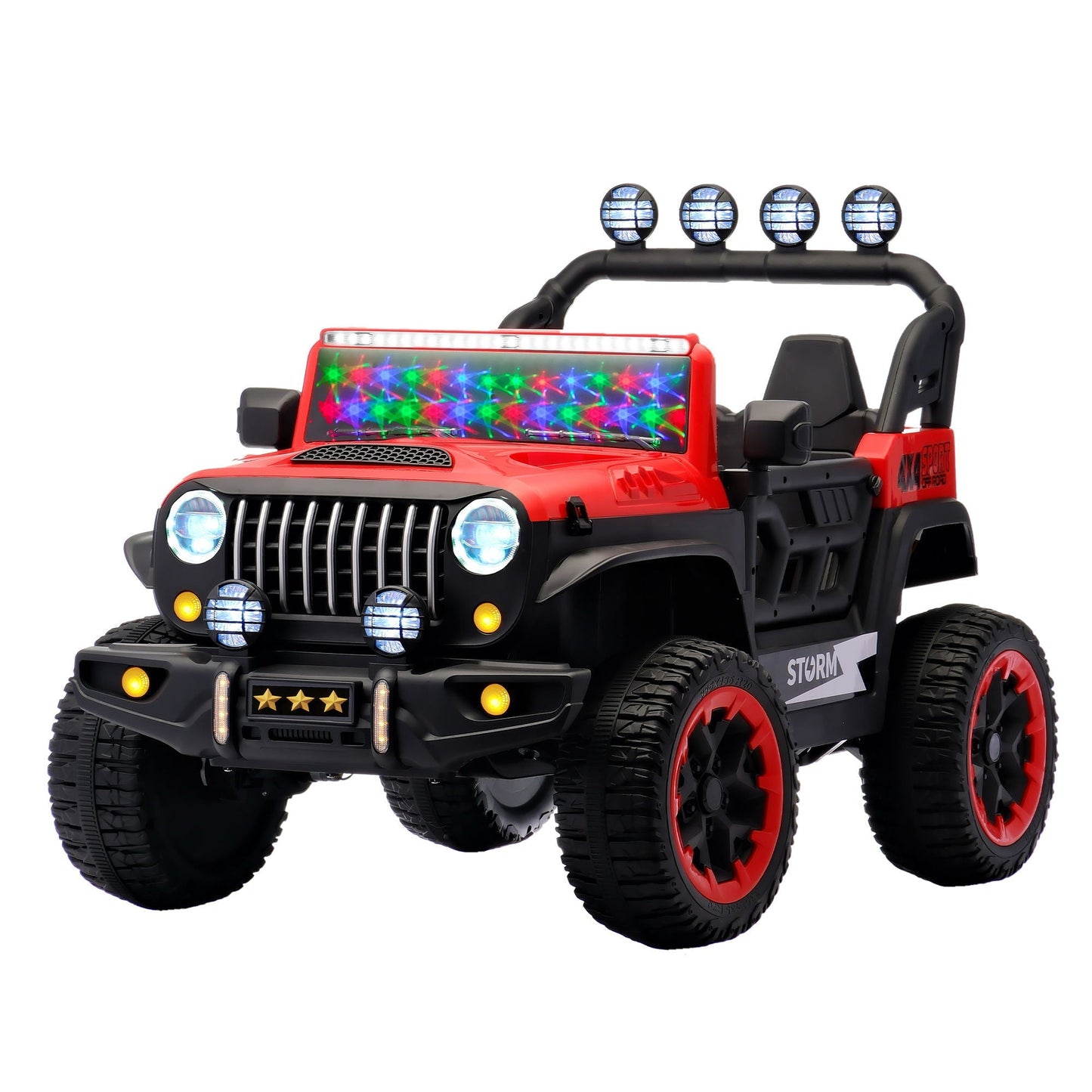 रिमोट कंट्रोल वाली इलेक्ट्रिक कार, रंगीन LED लाइट्स, USB और MP3
