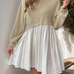 Perfee Contrast Round Neck Long Sleeve Mini Dress
