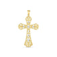 14k Two Tone Gold High Polish Diamond Cut Cross Pendant