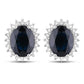 3.32 Carat Genuine Blue Sapphire and White Diamond 14K White Gold Earrings