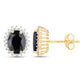 3.32 Carat Genuine Blue Sapphire and White Diamond 14K Yellow Gold Earrings
