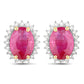 3.14 Carat Genuine Ruby and White Diamond 14K Yellow Gold Earrings