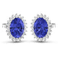 2.56 Carat Genuine Tanzanite and White Diamond 14K White Gold Earrings