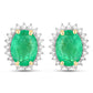 2.66 Carat Genuine Zambian Emerald and White Diamond 10K Yellow Gold Earrings