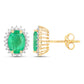 2.66 Carat Genuine Zambian Emerald and White Diamond 10K Yellow Gold Earrings