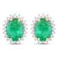 2.66 Carat Genuine Zambian Emerald and White Diamond 14K Yellow Gold Earrings