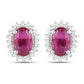 1.16 Carat Genuine Ruby and White Diamond 14K White Gold Earrings