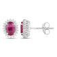 1.16 Carat Genuine Ruby and White Diamond 14K White Gold Earrings