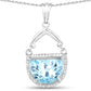 4.08 Carat Genuine Swiss Blue Topaz & White Topaz .925 Sterling Silver Pendant