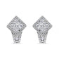 18K White Gold 1 1/10 Cttw Round Diamond Cluster with Halo Hoop Huggie Earring (F-G Color, VS1-VS2 Clarity)