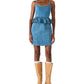 Steve Madden - Giselia Scoop Neck Sleeveless Peplum Waist Denim Mini Dress