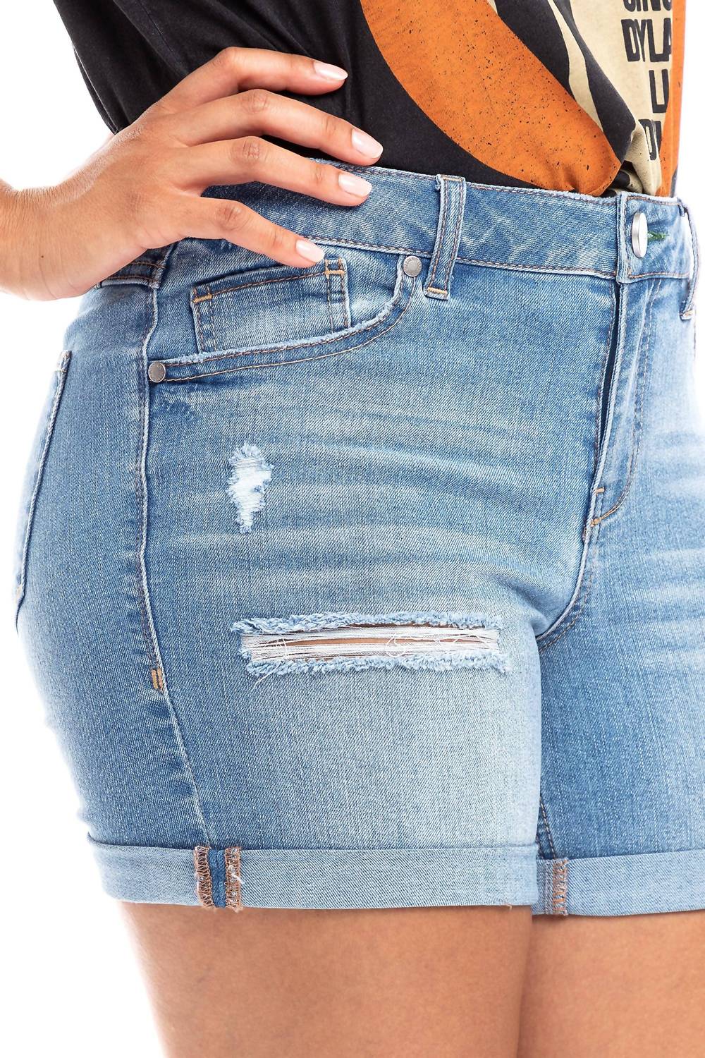 1822 Denim - Mid-rise Roll Cuff Jean Shorts