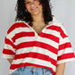 Buttermelon - Striped Oversized Polo Shirt