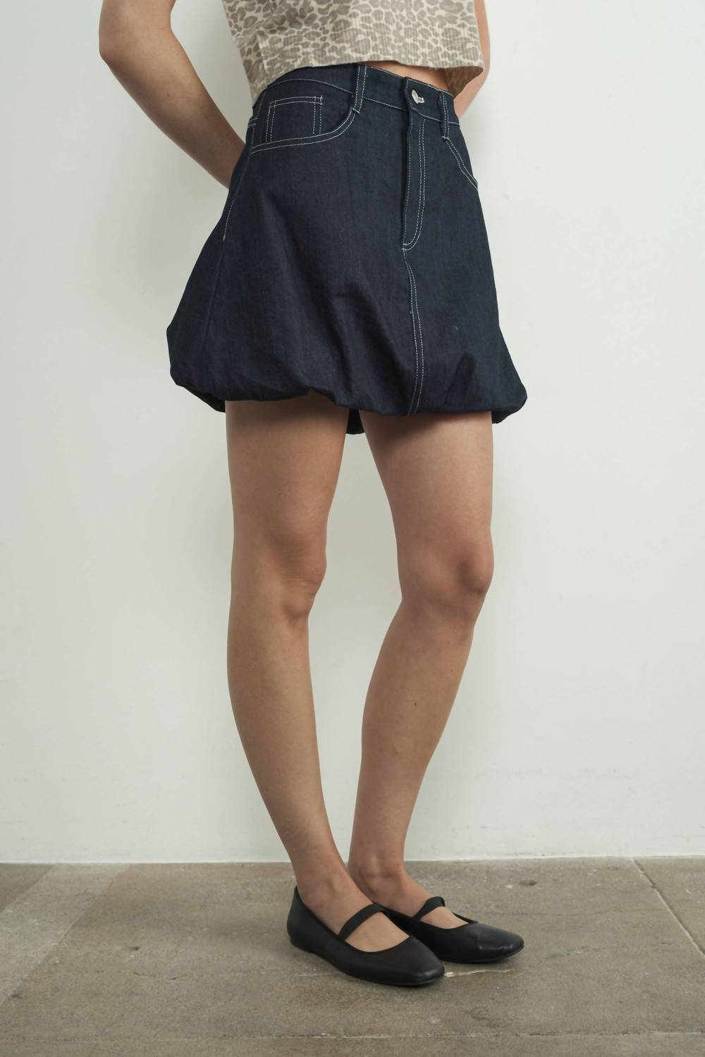 Aaron & Amber - Denim Bubble Mini Skirt