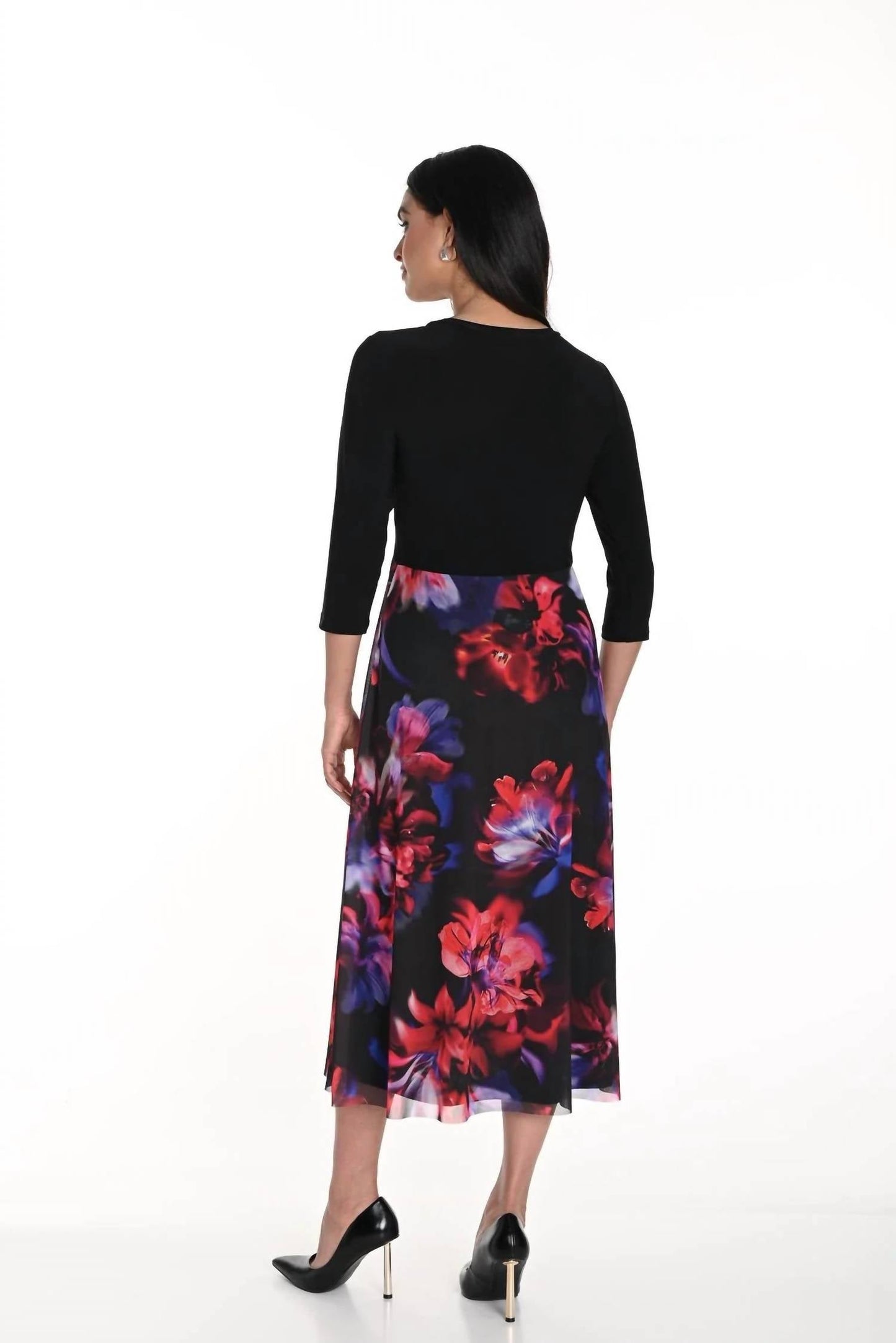 Frank Lyman - Floral Mesh Knit Dress