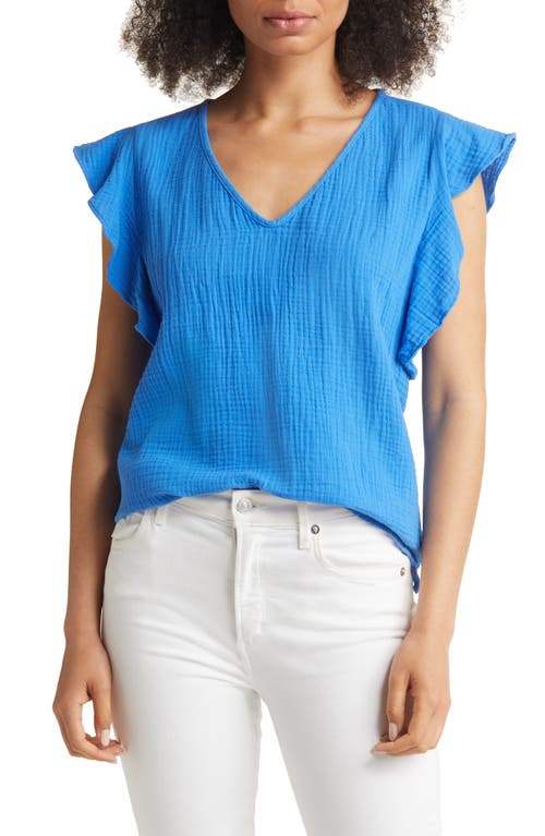 caslon-v-neck-ruffle-sleeve-top-blue-palace