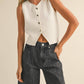 Miou Muse - J'adore Sculpted Metal Button Knit Vest