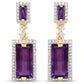 18K Yellow Gold Plated 6.01 Carat Genuine Emerald and White Topaz .925 Sterling Silver Earrings