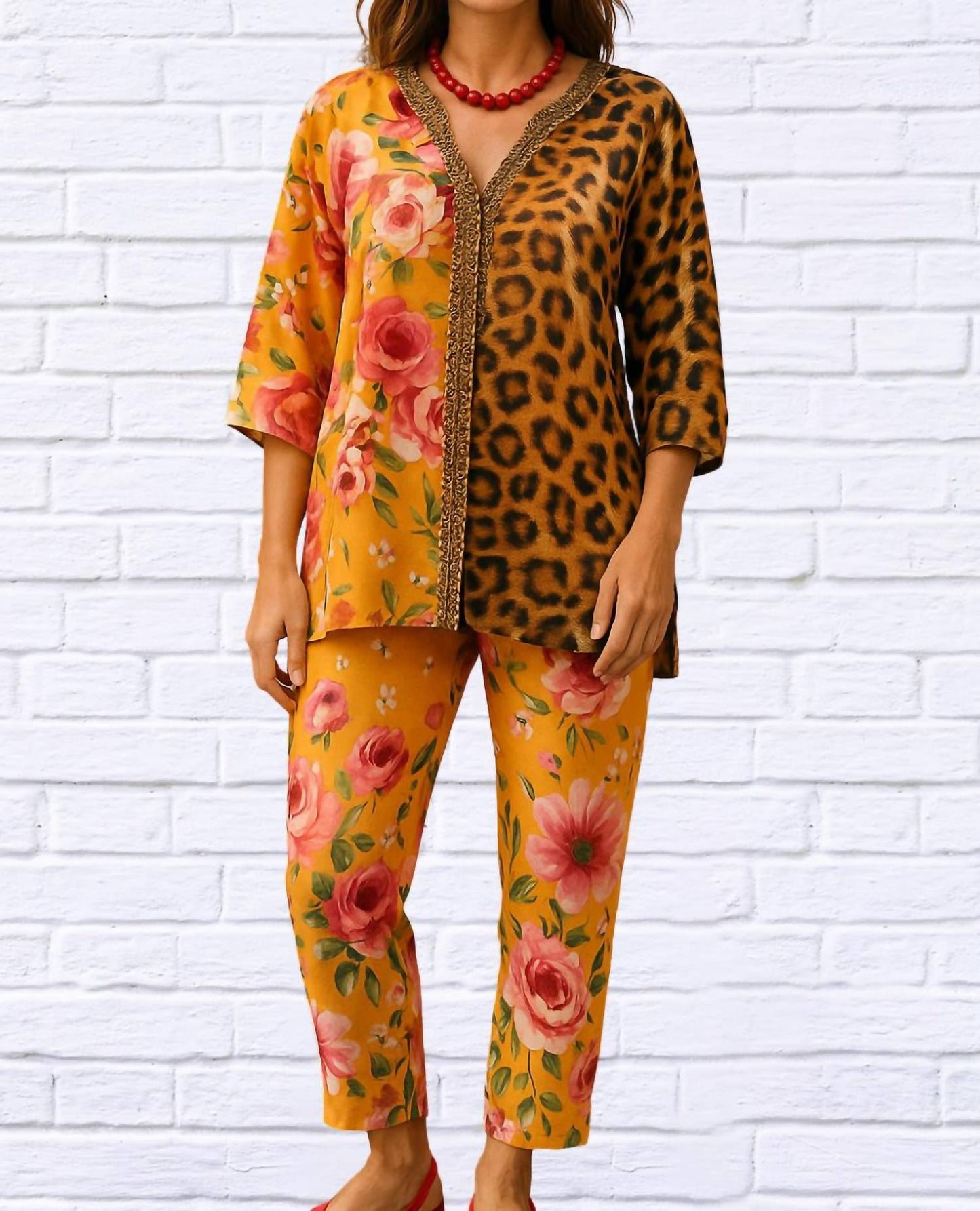 Diva Usa - Demi Chiffon Animal And Floral Blouse