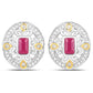 0.77 Carat Genuine Ruby and White Diamond .925 Sterling Silver Earrings