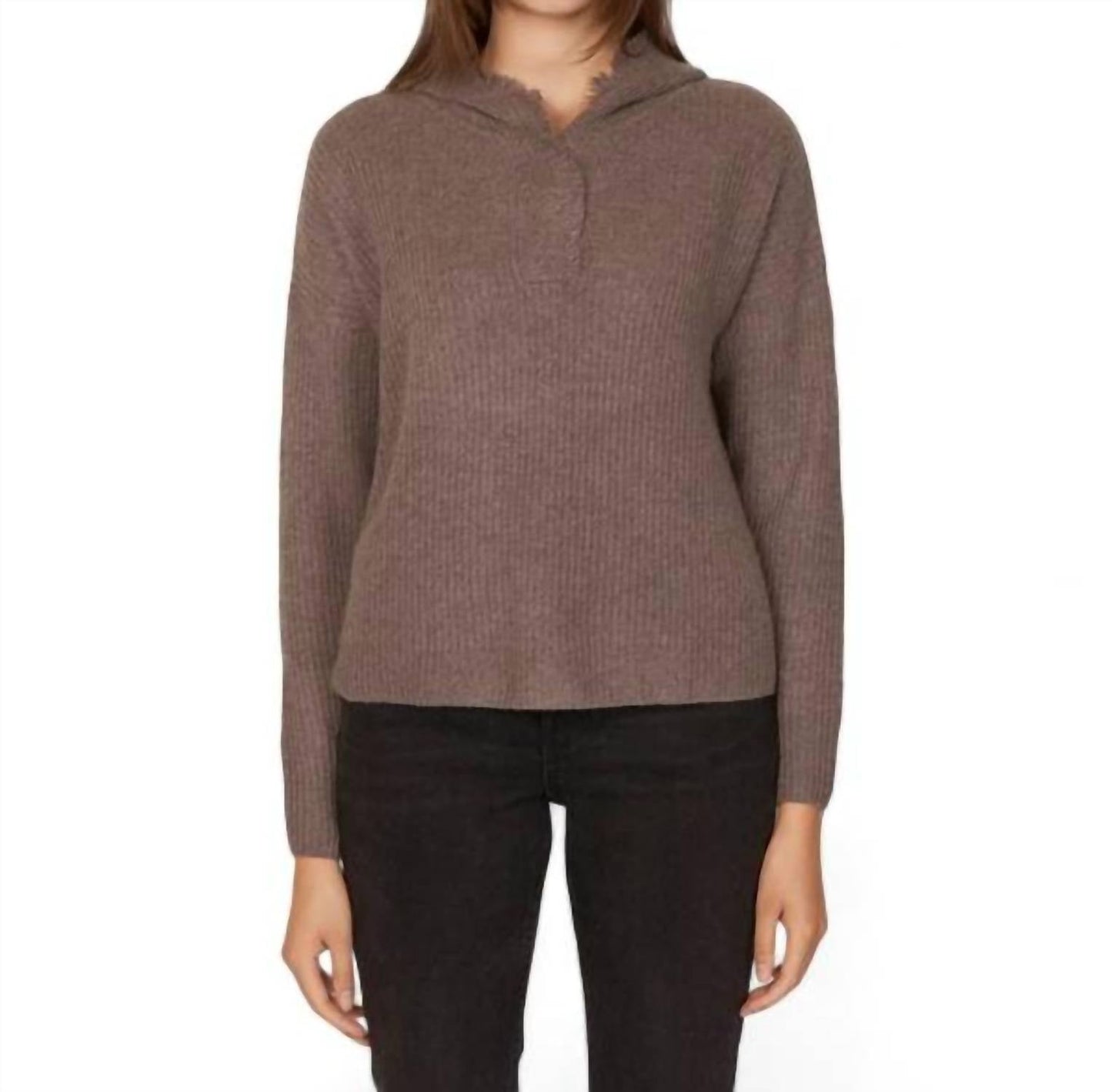 Autumn Cashmere - Boxy Shaker Fringe Hoodie with Snaps