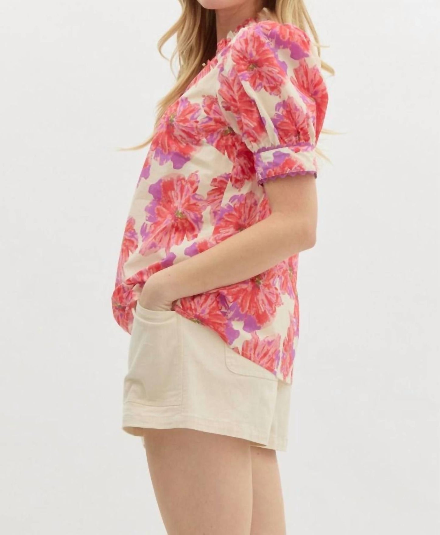 Entro - Floral Puff Sleeve Top