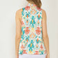 Entro - High Neck Drape Print Top