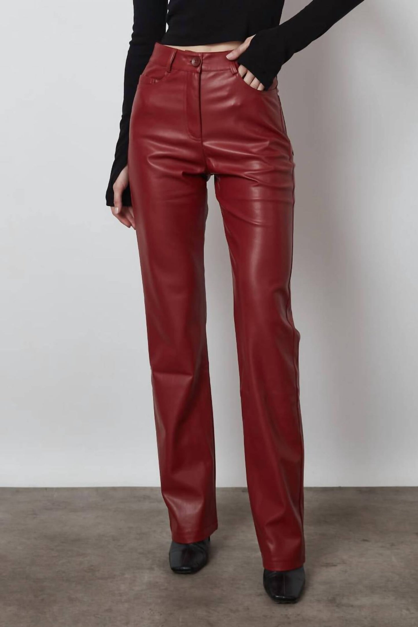 Judy Blue - Leather Tummy Control High Waisted Straight Jeans